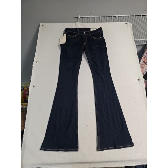 Rag & Bone Elephant Bell Jeans 27 Heritage Blue  Flare Stretch Dark Denim New - Picture 1 of 8